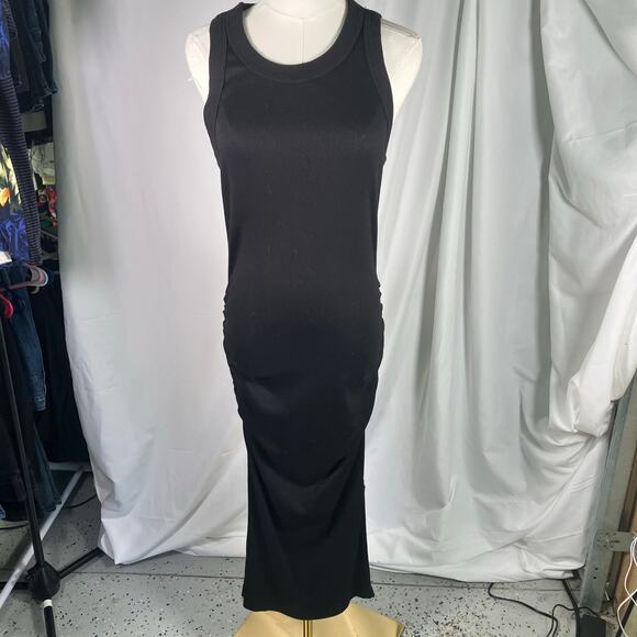 Michael Stars Black Ribbed Tank Maxi Dress Size M Made in‎ USA Sleeveless Knit - Picture 16 of 16